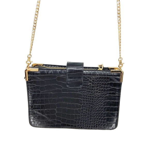 Dune London Black Sling Bag Croc Crocodile Embossed Print - Picture 5 of 12
